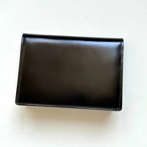 CYPRIS Authentic Leather Business Card Case Oil-Tanned Shell Cordovan Black - Picture 1 of 9