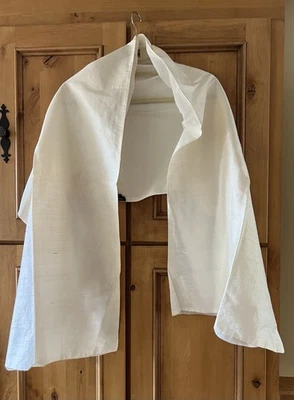 Kenneth Cole Ivory Silk Wrap Shawl Bridal Evening Scarf 68”x20” Double Sided - Image 1 of 4