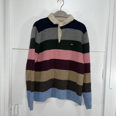 Eden Park Polo Shirt Team Stripe Collared Women’s Size Large 100% Wool - Image 1 of 4