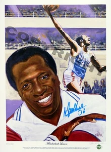 Meadowlark Lemon AUTOGRAPHED 14x18 Harlem Globetrotter Lithograph by Lamar Hanna - Picture 1 of 8