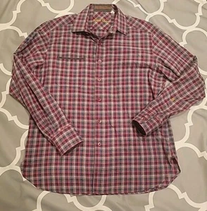 Robert Graham Shirt Mens M Classic Fit Plaid Blue Red Gray Button Down Pocket  - Picture 1 of 22