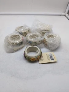 Linens N Things Set Of 6 Napkin Rings Garden Herb - Picture 1 of 7
