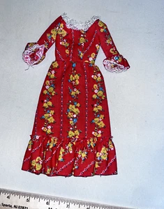 Vintage 1972 Pleasantly Peasantly Barbie original peasant floral dress red #3360 - Picture 1 of 4