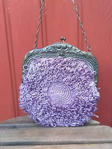 Vintage purple crocheted handbag from Sweden - Picture 1 of 9