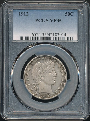 1912 Barber Half Dollar PCGS VF 35 *Scarce In This Grade!* Cover
