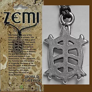 Amulett WELTSCHILDKRÖTE SCHILDKRÖTE Langlebigkeit Ausdauer Unterstützung mit GESCHICHTE KARTE HERGESTELLT IN DEN USA - Bild 1 von 6