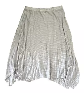 EILEEN FISHER GRAY WHITE STRIPE MIDI ORGANIC LINEN A-LINE SKIRT WOMEN'S MEDIUM - Picture 1 of 3