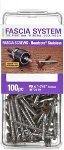 Deckfast Stainless Steel Fascia Screws 9 X 1-7/8 T-20 Star Drive Chocolate 100 P - Picture 1 of 3