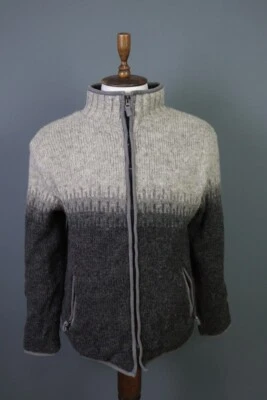 Chaqueta deportiva Pachamama gris/marrón colorblock cremallera completa tejida lana talla M/L Foto 1 de 4