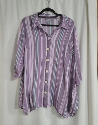 Catherines 女式条纹纽扣 14/16w 码紫色珍珠母纽扣 — 第 1/4 张图片