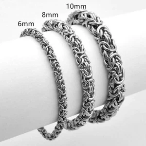 6/8/10 mm hochwertige Edelstahl Silber byzantinische Kette Herren/Damen Armband - Bild 1 von 6