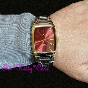 OMAX Retro 2-Tonos Plata & Oro Acero Inox, Epson Seiko Movt Tonneau Reloj HBK843 - Imagen 1 de 11