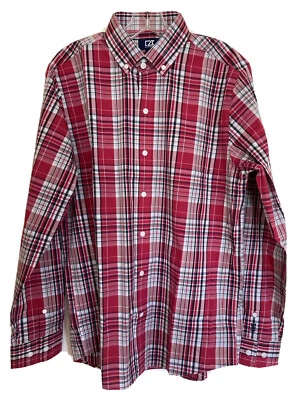 Cutter & Buck New Men’s Shirt Small Red Plaid Cotton Blend Oxford - Image 1 of 4