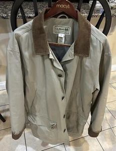 L.L. Bean Mens Chore Barn Field Jacket Coat Quilted Lined Tan Corduroy Collar XL - Picture 1 of 4