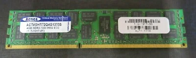Actica ACT4GHR72Q4G1333S 4GB 2Rx8 PC3-10600 ECC DDR3-1333S CL9 240P Memory RAM - Image 1 of 3