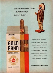 ANUNCIO IMPRESO 1963 Banda de Oro Corona Extra Cigars Benson Hedges Canadá 5,5 x 7,5 - Imagen 1 de 1