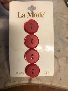 VINTAGE LaMode Buttons Red Plastic 5/8" #4311 Japan  NOS - Picture 1 of 5