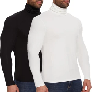 Mens Mock Turtleneck T-Shirt Solid Long Sleeve Pullover Basic Undershirt Tops dm - Picture 1 of 13