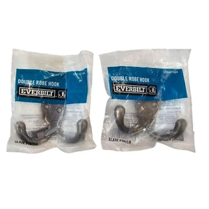 Everbilt Double Robe Hook Slate Finish 1000 027 868 Lot Of 2 New SEALED - Picture 1 of 8
