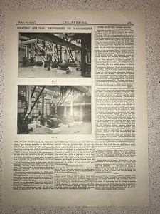 Heating Station, University Of Manchester: 1912 Engineering Magazine Print - Picture 1 of 2