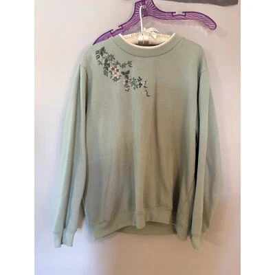 Cuello redondo floral verde vintage doble talla L Foto 1 de 3