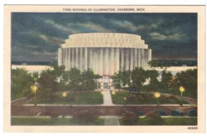 Ford Rotunda By Illumination, Dearborn, Michigan, Vintage Linen Postcard - Bild 1 von 2