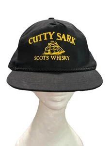 Vintage Black Cutty Sark Scots Whisky Hat Rope Snapback Hat Cap - Picture 1 of 8