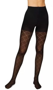 Hanes Eco Smart Diamond Outline Pattern Tights Control Top L  - Picture 1 of 6
