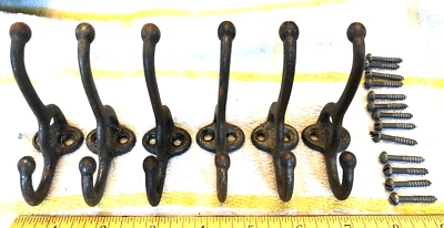 6 Antique Acorn Cast Iron Hat/Coat/Jacket Hooks New Old Stock NOS - Image 1 of 4