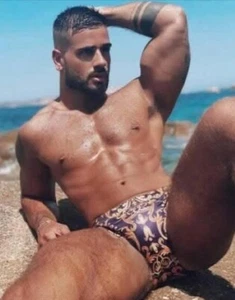 New Men's Sexy Jacquard Pattern Low Rise Style Bikini Swim Brief - Gay Interest - Picture 1 of 7