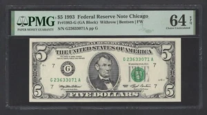 United States-Federal Reserve 5 Dollars 1993 Fr#1983-G (GA Block) UNC Grade 64 - Picture 1 of 2