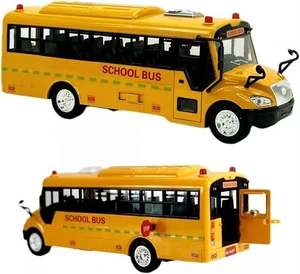 Enorme autobús escolar amarillo con luces y puertas abribles frescas juguete escolar - Imagen 1 de 3