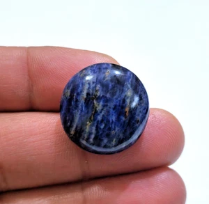 Excellent Blue Sodalite Round Shape Cabochon 30 Crt Loose Gemstone For Jewelry - Picture 1 of 7