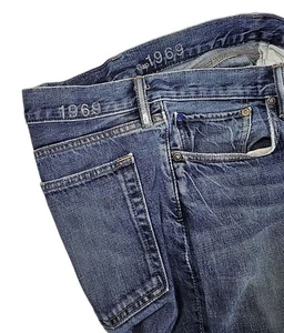 Gap Jeans 1969 Easy Fit Herren 38x32 Medium Wash Straight Leg Denim Distressed - Bild 1 von 10