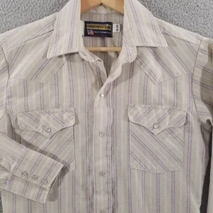 Camisa ajustada Panhandle de colección para hombre 15 pequeñas rayas perlas occidentales a presión EE. UU. AÑOS 70 80 - Imagen 1 de 13