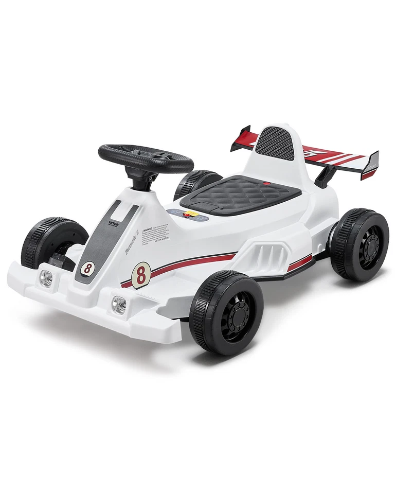 VEVOR Electric Go Kart 6V Drift Go Cart for Kids Ages 2 Strong Motor White