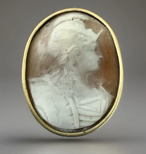 Antique Cameo of Athena Brooch/Pin with Silver/Gilt Bezel - Picture 1 of 8