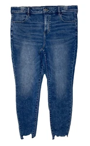 American Eagle Cozy Next Level Stretch Jeans Plus Sz 20 Raw Hems Hi-rise Jegging - Picture 1 of 15