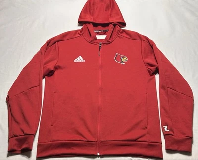 Louisville Cardinals Adidas Full Zip Jacket Lightweight Red NCAA Size Medium - Image 1 of 4