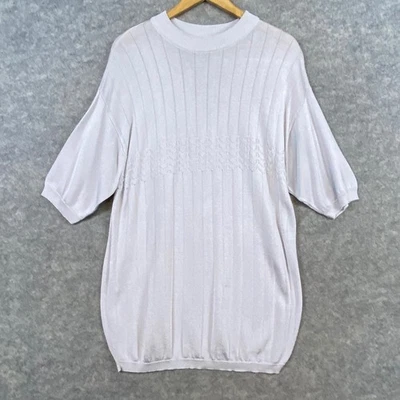 Bachrach 复古毛衣短袖罗纹圆领灰色套衫男式 L — 第 1/4 张图片