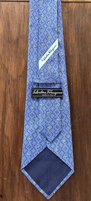 Corbata de seda Salvatore Ferragamo azul claro amarillo flor para hombre corbata de lujo rara Foto 1 de 4