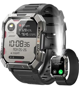 Smartwatch Herren Militär mit Telefonfunktion Sprachassiste Blutdruckmesung Spo - Bild 1 von 6