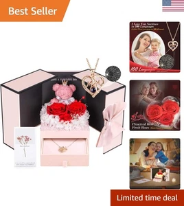 Einzigartiges Geburtstagsgeschenk für Mama: Konservierte Rosen & Ich liebe dich Halskette - Eleganz - Bild 1 von 11
