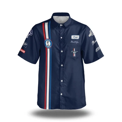 Mustang Old Style Mechanic Look Lightweight Shirt - Retro Muscle Car Work Style - Image 1 of 4