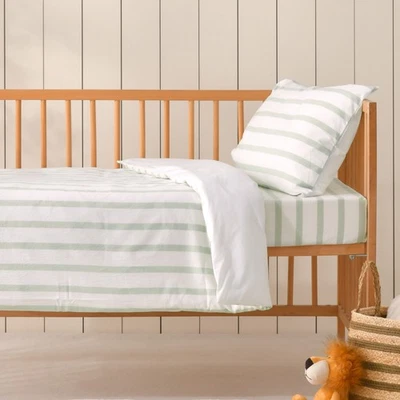 Dreamaker Baby Toddler Cot Quilt Cover Set Gingham Bask Washed Cotton Beddings - image 1 of 4