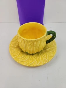 Handmade Ceramic Sunflower Cup & Saucer. - Picture 1 of 7
