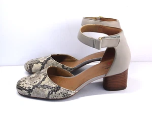 Clarks Unstructured Un Cosmo Strap Stone Combi Snake Block Heels Size UK 5 EU 38 - Picture 1 of 13