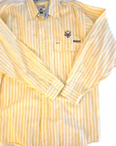 VINTAGE Cutter & Buck Yellow Stripe Dress Shirt Mens Long Sleeve LARGE GOLF USGA - Picture 1 of 10