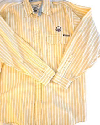 VINTAGE Cutter & Buck Yellow Stripe Dress Shirt Mens Long Sleeve LARGE GOLF USGA - Image 1 of 4
