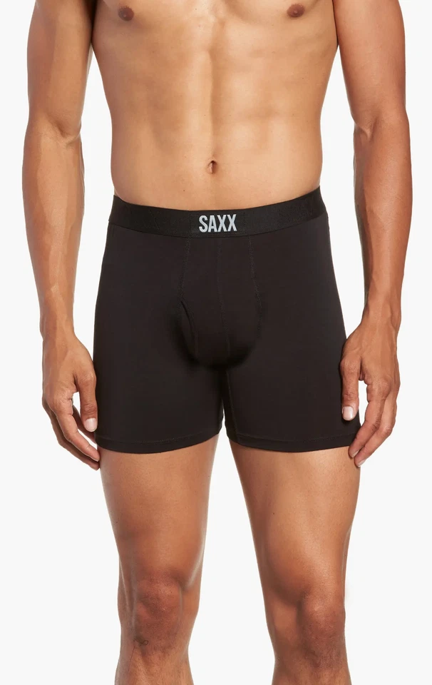 Saxx L69156 Mens Black Ultra Super Soft Relaxed Fit Boxer Briefs Size Large